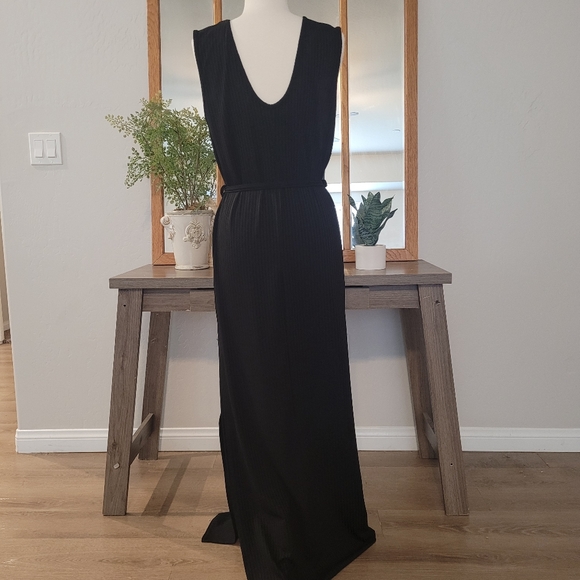 Club L Plus Size Maxi Black Ribbed Sleeveless Floor Length Jersey Dress Size 20 - Picture 5 of 5